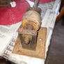 Antique Belt Drive Pulley Maybe Watch Makers Tool or Lathe, The central wooden drum is designed to be driven by a flat leather belt Image 4