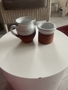 Stephen Pearce Shanagarry  Pottery Jug and Sugar Bowl