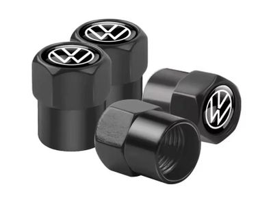 4pcs Set Car Black Wheel Air Cap Tire Tyer Valve Dust Caps Lug Stem Styling Badge Black Kit For VW Volkswagen Golf R R32 Polo 6C 6R MK5 Mk6 MK7 T5 T6