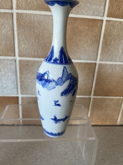 Chinese Pair Eggshell Porcelain Colbalt Blue/ White Elegant Vases
