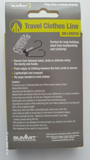 Summit Travel Clothes Line Clothesline 2M Army Camping Hiking Fishing Hunting Travel Backpacking Picnic Outdoor