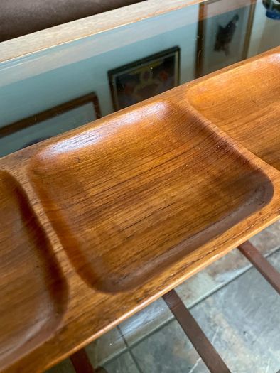 Long Mid Century Moder Genuine Antique Danish Design Handcrafted Wooden Tray