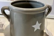 Grey Ceramic Vase with Star Motif and Handles (new)