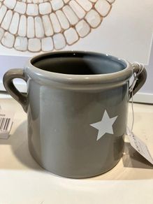 Grey Ceramic Vase with Star Motif and Handles (new)