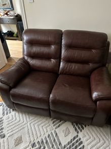 2 seaters recliner leather sofas