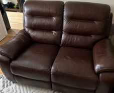 2 seaters recliner leather sofas
