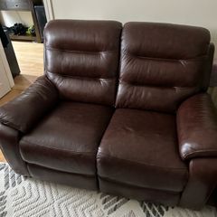 2 seaters recliner leather sofas