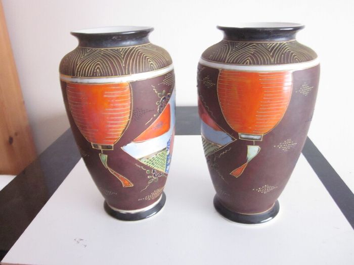 Vintage Pair of Japanese Satsuma Vases