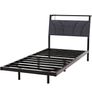 Single with LED Lights,Ergonomic Headboard with USB Charging,Bed Frames Noise-Free Metal Slats,Black Image 4