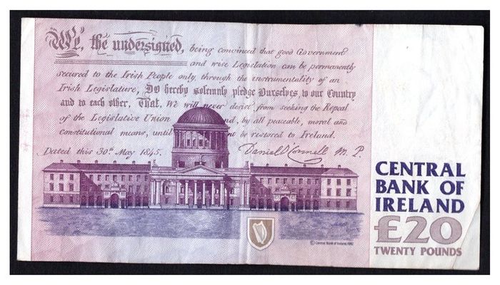 1994 Ireland IR20 Daniel O Connell Banknote Series C. Note issued 28/04/94. Serial number CKI205193