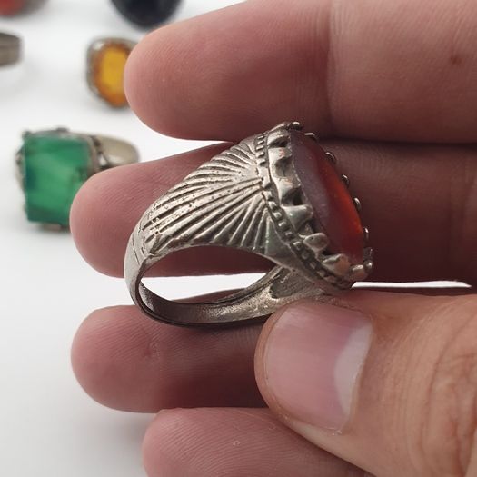 15 Boho Antique Rings Mixed Brass, Glass & Stone Designs
