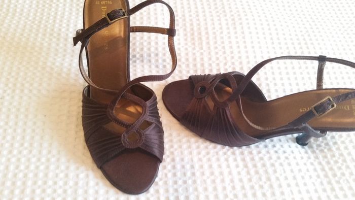 Brown Satin Sandals - Size 4