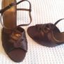 Brown Satin Sandals - Size 4 Image 3