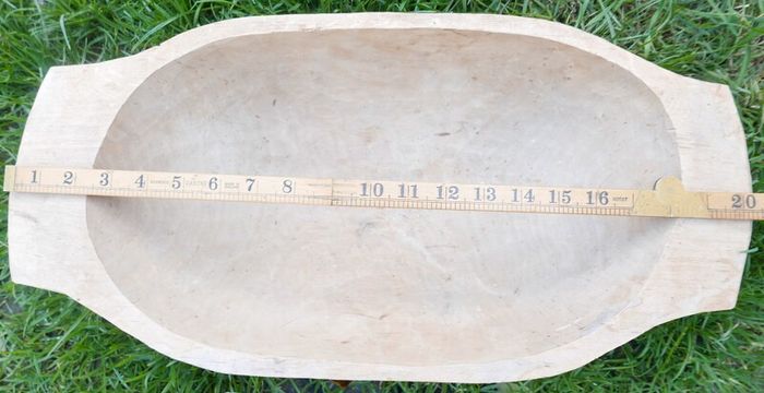 Antique Wooden Dough Bowl - Rare Bread Trough - Primitive Hand Carved Trencher Bowl - Country Wooden Bowl - Farmhouse Decor 20" x 10"