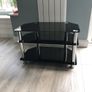 Black Glass & Chrome TV Stand Image 3
