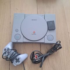 Sony PlayStation ps1 console with controller memory card and Spider-Man game