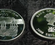 2000 Uganda Wildlife Protection Drinking Zebras 2000 Shillings Silver Coin