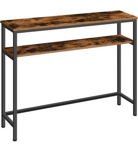 Console Table, Hallway Table with Adjustable Shelves, Slim Sofa Table, 2-tier Side Table with Storage Shelf, for Living Room, Office, Industrial, Sturdy, Rustic Brown (FREE POSTAGE)