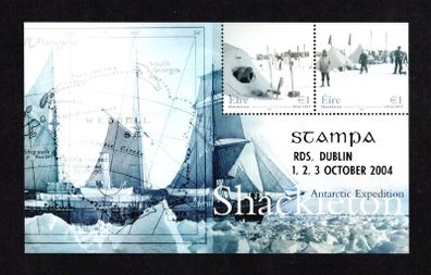 2004 Ireland Stampa Members Souvenir Shackleton Commemorative Stamps Miniature Sheet Overprinted for Stampa Mint Never Hinged (MNH)