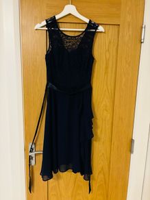 Navy Lace Chiffon Dress,Berry Pove,XS,Like New,Confirmation,Special Occas