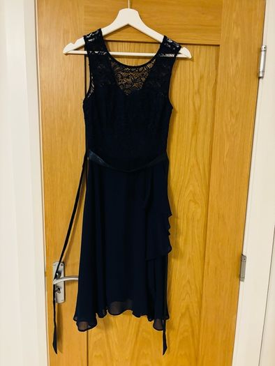 Navy Lace Chiffon Dress,Berry Pove,XS,Like New,Confirmation,Special Occas