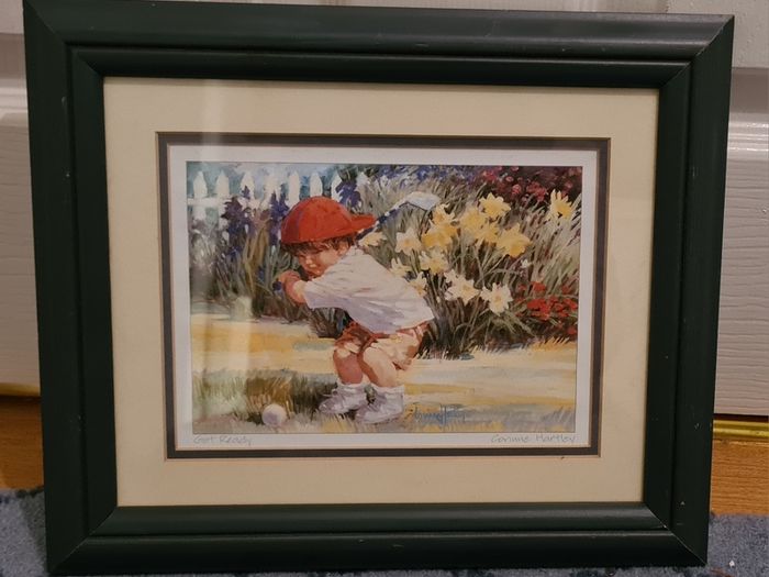 Corrine Hartley Get Ready Golf Print signed and Framed