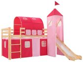 Childrens Loft Bed Frame with Slide & Ladder Pinewood 208x230cm