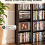 4 Tier Media Storage Cabinet Bookcase with Doors CD DVD Book and Game Storage Organiser Rustic Brown Image 3