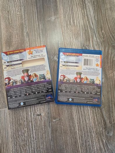Alice in Wonderland (Johnny Depp) - 3-Disc Combo Pack (Blu-ray, DVD, Digital) lice in Wonderland, Johnny Depp, Tim Burton, Blu-ray Combo Pack, Disney Blu-ray, DVD, Fantasy Movie, Family Movie, Mad Hatter, Movie Collection, Disney Movies.