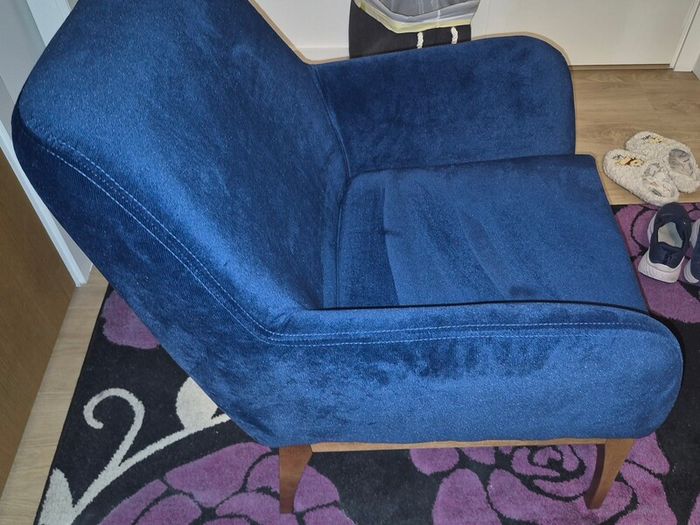 Like New! Modern Navy Blue Velvet Armchair