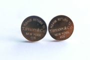 Tiffany &amp; Co. 925 Sterling Silver Gold Plated Return to Tiffany Mini Round Tag Stud Earrings