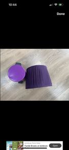 Purple Curtains, Lampshade Cushions and Bin