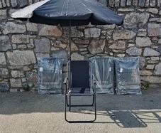 Four New Garden Chairs And Parasol