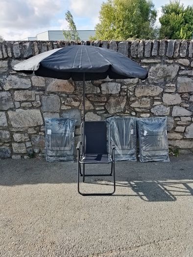 Four New Garden Chairs And Parasol