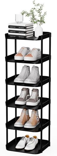 6 Tier Narrow Shoe Rack Storage Stand Slim Space Stackable - Brand New Sealed