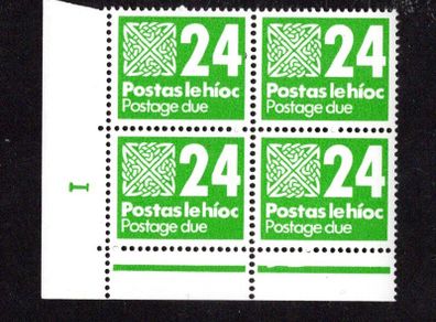 1980 Ireland Fifth Issue Postage Due 24p Plate Block 1 Stamps Mint Never Hinged (MNH)