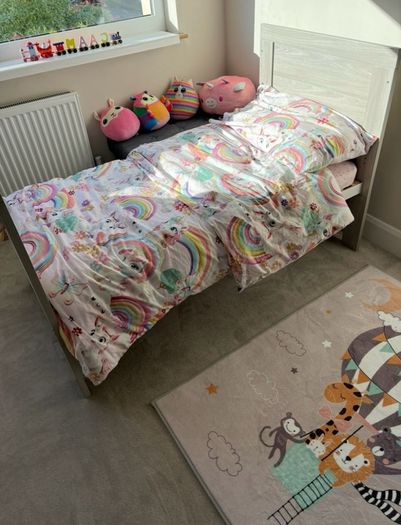 Obaby Nika Cot Bed in Grey Wash/White & Reylon Mattress