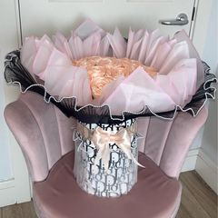 Gorgeous Fluffy Champagne Bouquet- Luxury Pink and Black Wrapping