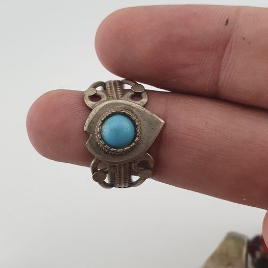 15 Rustic Brass Rings Mixed Traditional Glass & Stone Ring Collection