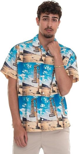 Hugo Boss men's Lapis_2 summer beach shirt, blue multicoloured XXL
