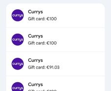 Currys gift card
