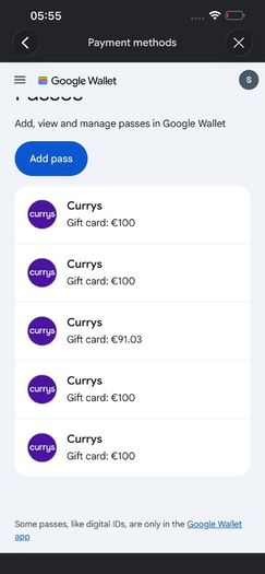 Currys gift card