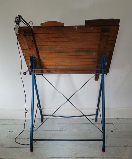 Mid-century architects drawing table with original anglepoise lamp