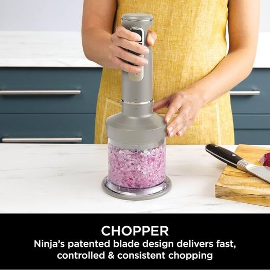 Foodi 3-in-1 Hand Blender, Hand Mixer & Chopper with Gradual Start, 2 Blending and 5 Mixing Speeds to Chop, Mix, Knead, Blend and more, Dishwasher Safe Parts, 850W, Stone Gold