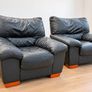 Black Leather Sofa & 2 Armchairs  FREE Delivery Image 4