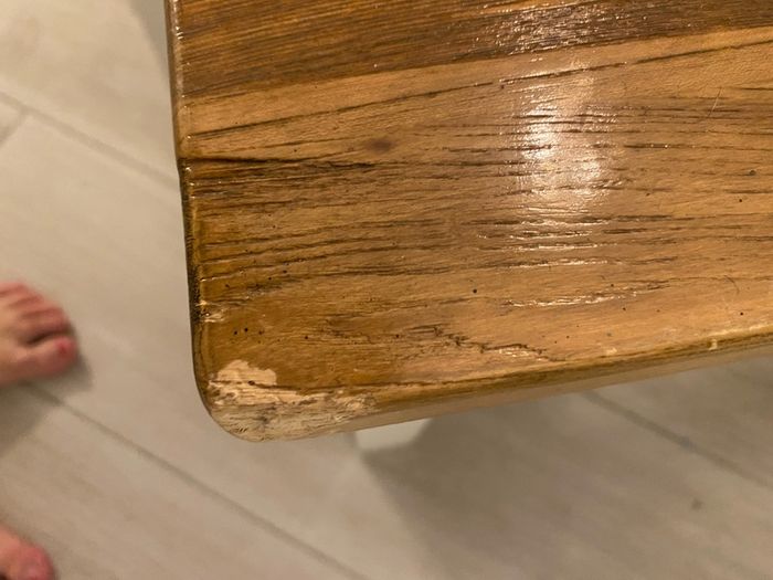 Large extending dining table + bench + 3 chairs.