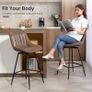 Set of 2 PU Leather Swivel Bar Stools - Brown Image 5