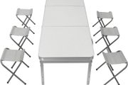 Camping Table Set with 6 Chair, Outdoor Indoor Use for BBQ table