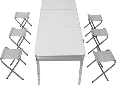 Camping Table Set with 6 Chair, Outdoor Indoor Use for BBQ table