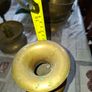 Beautiful Antique Pair of Etched Brass Vase with Red and Floral Enamel Accents Image 6
